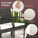 Costway | 5 Pieces Patio Rattan Dining Set with Umbrella Hole and Seat Cushions