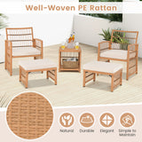 Costway | 5 Piece Patio Wicker Sofa Set with Seat and Back Cushions