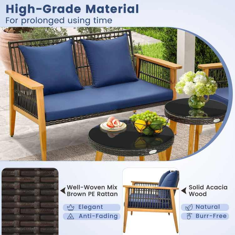 Costway | 5 Piece Outdoor Conversation Set with 2 Coffee Tables for Backyard Poolside