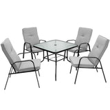 Costway | 5 Pieces Outdoor Dining Set with 4 Stackable Chair and High-Back Cushions