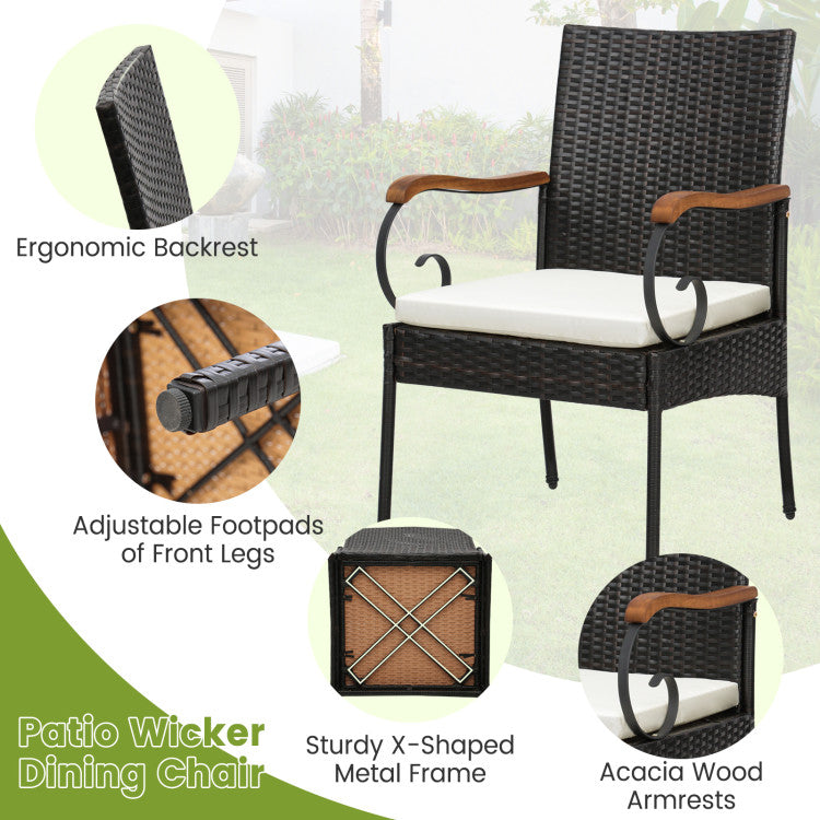 Costway | 5 Pieces Patio Rattan Dining Set with Umbrella Hole for Poolside Backyard