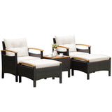 Costway | 5 Pieces Patio Conversation Set with Cushions Coffee Table and 2 Ottomans