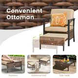 Costway | 5 Pieces Patio Wicker Conversation Set with Soft Cushions for Garden Yard