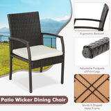 Costway | 5 Pieces Patio Wicker Cushioned Dining Set with Umbrella Hole