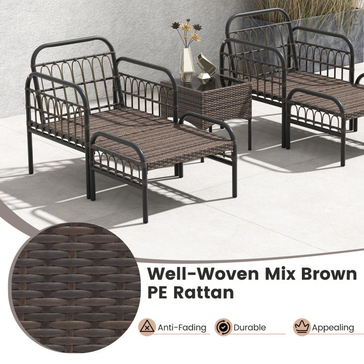 Costway | 5 Piece Patio Conversation Set with Ottomans and Coffee Table