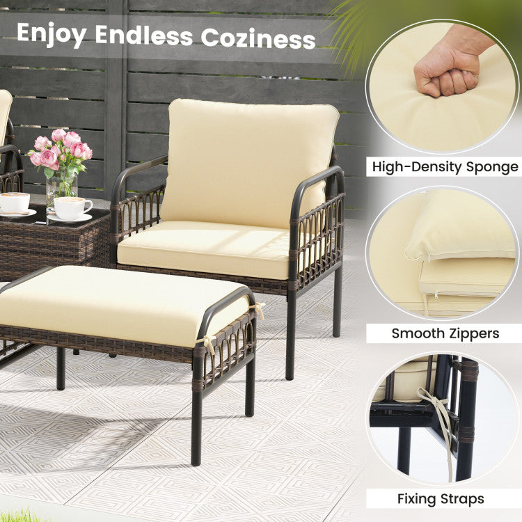 Costway | 5 Piece Patio Conversation Set with Ottomans and Coffee Table