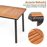 Costway | 55 Inch Patio Acacia Dining Table with Umbrella Hole