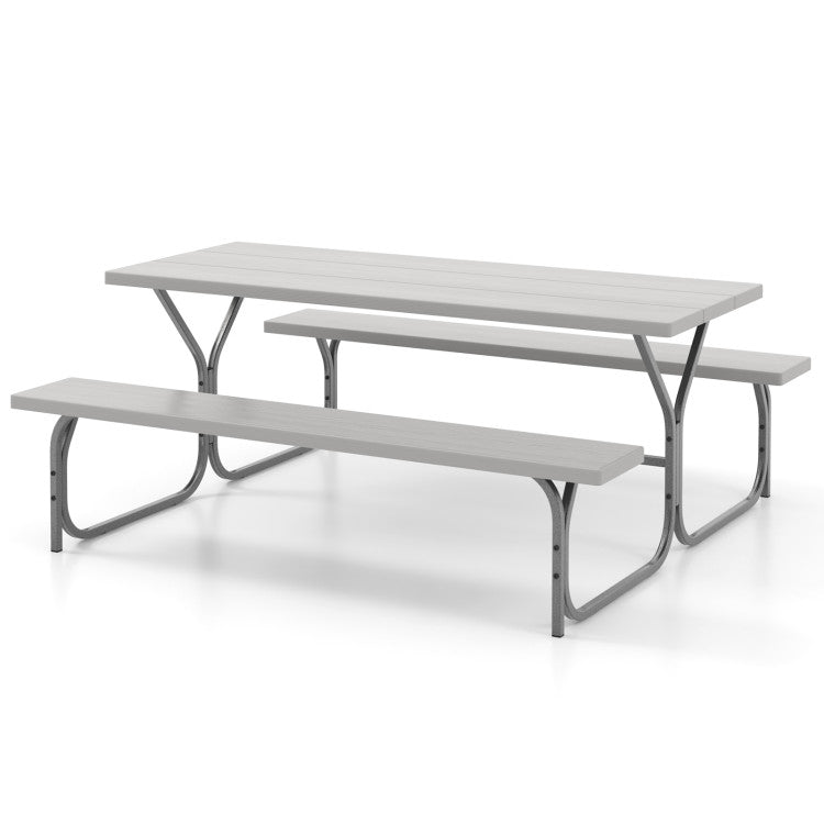 Costway | 6 Feet Picnic Table Bench Set with HDPE Tabletop for 8 Person