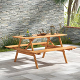 Costway | 6 Person Picnic Table Set Patio Rectangle with 2 Built-in Benches and Umbrella Hole