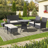 Costway | 7 Piece Rustproof Wicker Outdoor Sofa Set with Coffee Tables and Ottomans