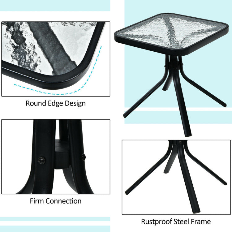 Costway | 18 Inch Patio Coffee Side Table with Tempered Glass