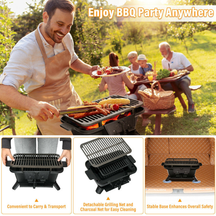 Costway | Heavy Duty Cast Iron Tabletop BBQ Grill Stove for Camping Picnic