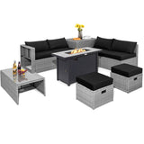 Costway | 9 Pieces Patio Furniture Set with 42 Inches 60000 BTU Fire Pit