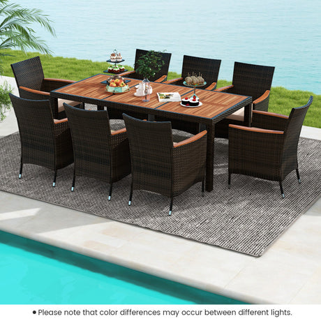 Costway | 9 Piece Outdoor Dining Set with Umbrella Hole
