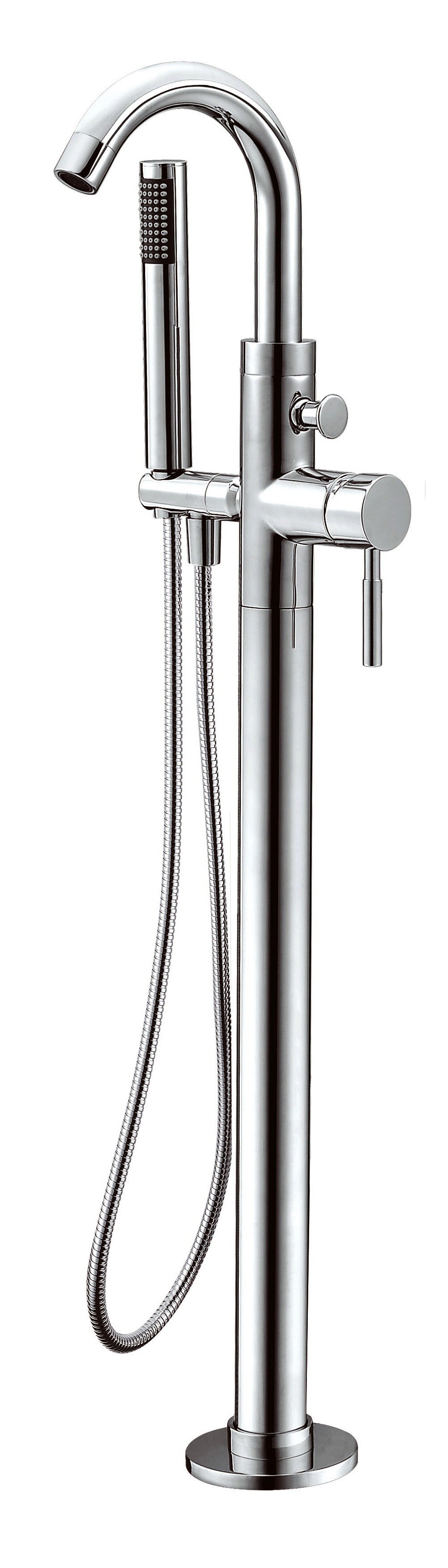 ALFI | AB2534-PC Brushed Nickel Single Lever Floor Mounted Tub Filler Mixer w Hand Held Shower Head