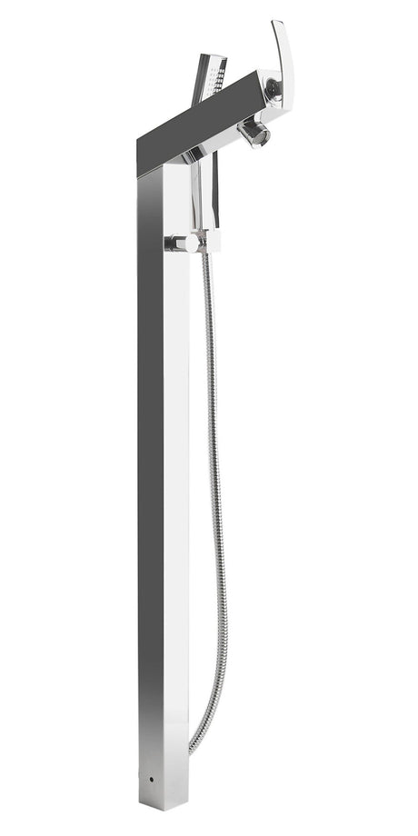 ALFI | AB2728-PC Polished Chrome Floor Mounted Tub Filler + Mixer /w additional Hand Held Shower Head