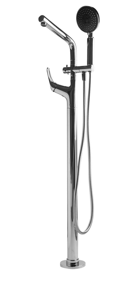 ALFI | AB2758-PC Brushed Nickel Floor Mounted Tub Filler + Mixer /w additional Hand Held Shower Head