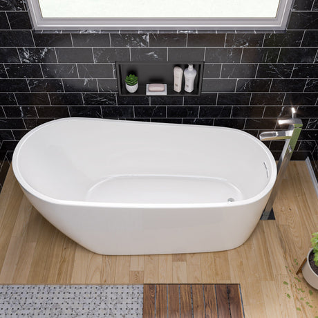 ALFI | AB8826 68 inch White Oval Acrylic Free Standing Soaking Bathtub