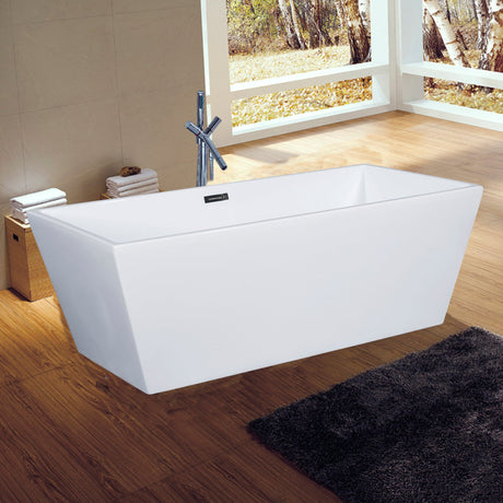 ALFI | AB8833 59 inch White Rectangular Acrylic Free Standing Soaking Bathtub