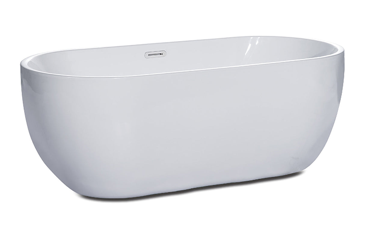 ALFI | AB8838 59 inch White Oval Acrylic Free Standing Soaking Bathtub