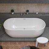 ALFI | AB8839 67 inch White Oval Acrylic Free Standing Soaking Bathtub