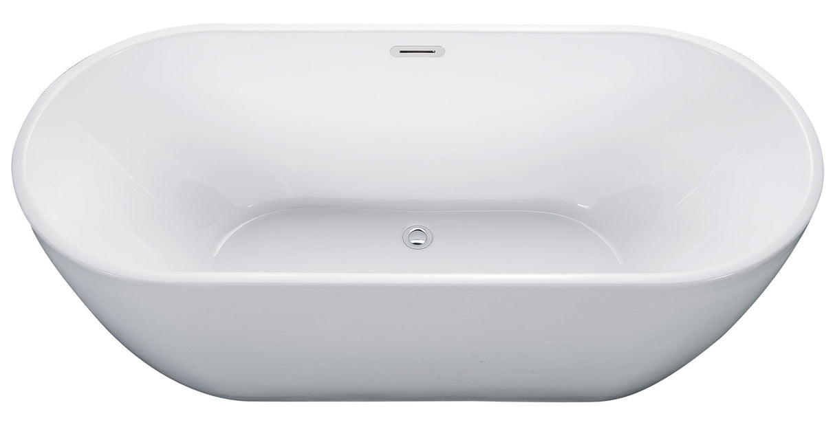 ALFI | AB8839 67 inch White Oval Acrylic Free Standing Soaking Bathtub