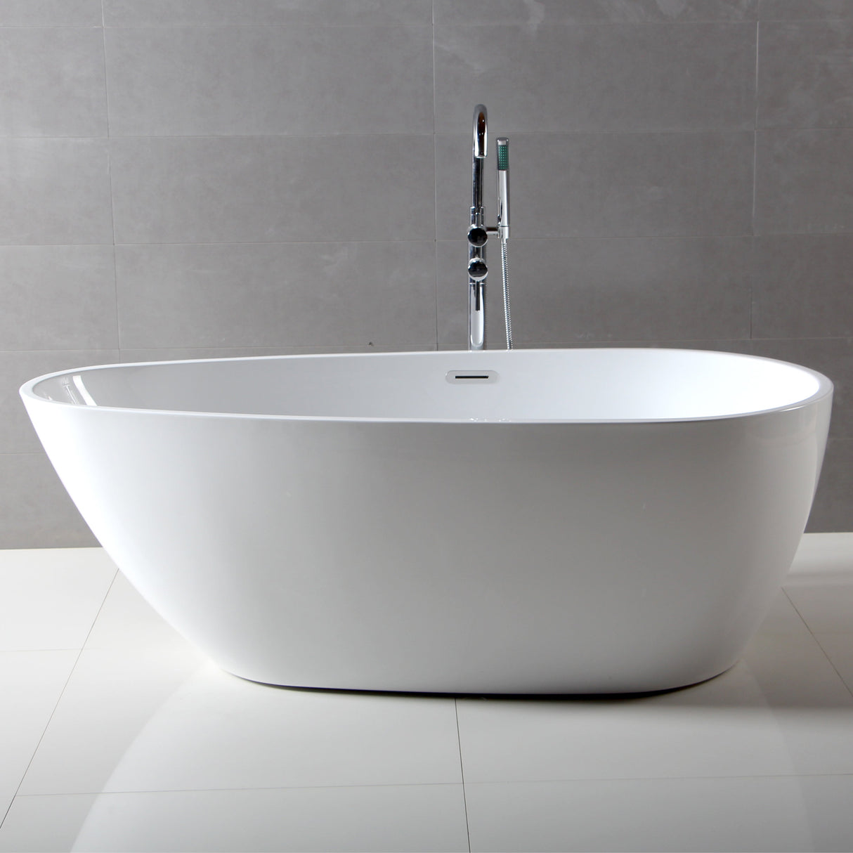 ALFI | AB8861 59 inch White Oval Acrylic Free Standing Soaking Bathtub