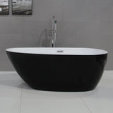 ALFI | AB8862 59 inch Black & White Oval Acrylic Free Standing Soaking Bathtub