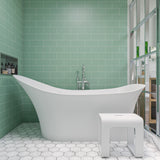 ALFI | AB9915 74" White Solid Surface Smooth Resin Soaking Slipper Bathtub