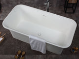 ALFI | AB9942 67" White Rectangular Solid Surface Smooth Resin Soaking Bathtub