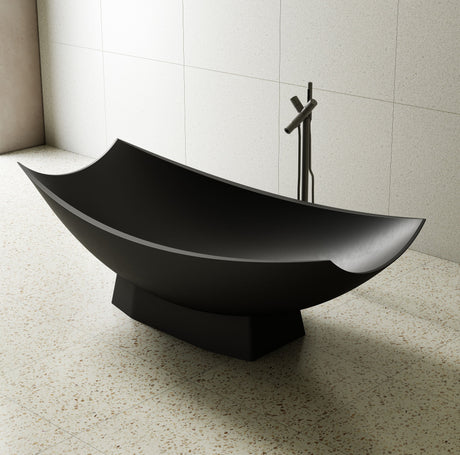 ALFI | AB9992BM Black Matte 71" Solid Surface Resin Free Standing Hammock Style Bathtub
