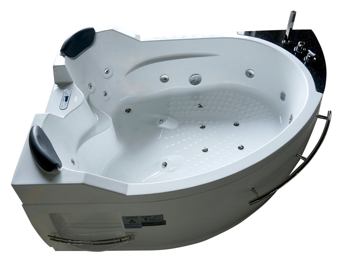 EAGO | AM113ETL-R 5.5 ft Left Drain Corner Acrylic White Whirlpool Bathtub for Two