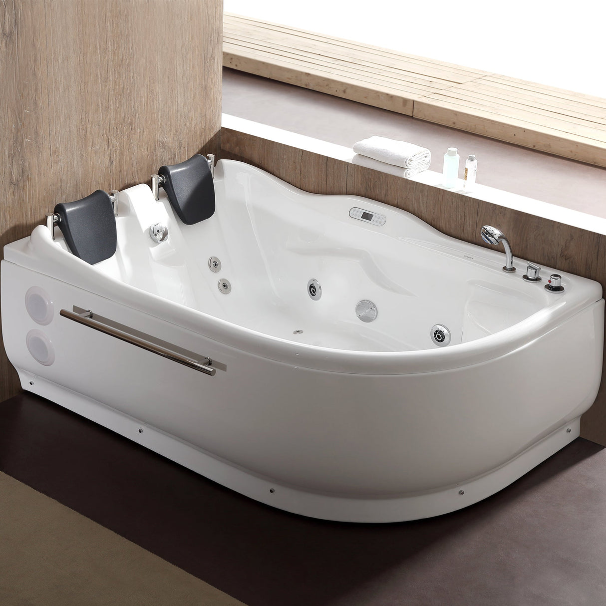EAGO | AM124ETL-R 6 ft Left Drain Corner Acrylic White Whirlpool Bathtub for Two