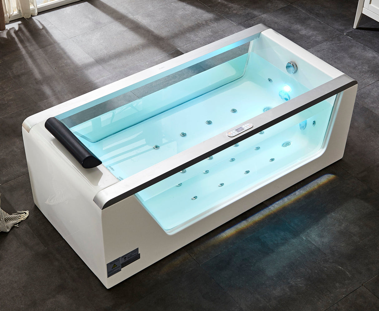 EAGO | AM152ETL-6 6 ft Clear Rectangular Acrylic Whirlpool Bathtub
