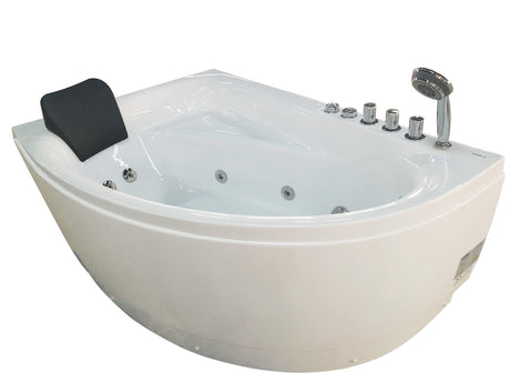 EAGO | AM161-R  5' Single Person Corner White Acrylic Whirlpool Bath Tub - Drain on Right