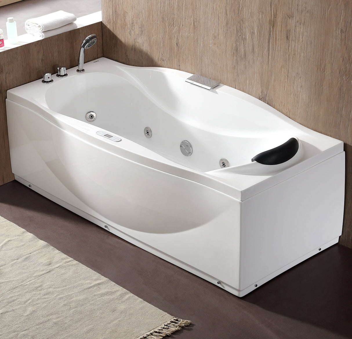 EAGO | AM189ETL-L 6 ft Right Drain Acrylic White Whirlpool Bathtub w Fixtures