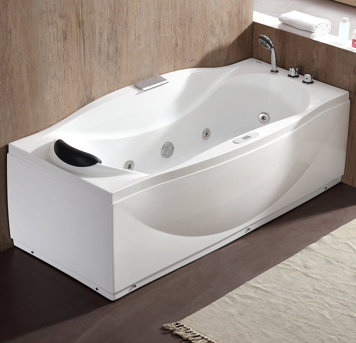 EAGO | AM189ETL-R 6 ft Left Drain Acrylic White Whirlpool Bathtub w Fixtures