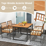 Costway | 4 Pieces Acacia Wood Patio Dining Set with 1 Rectangular Table
