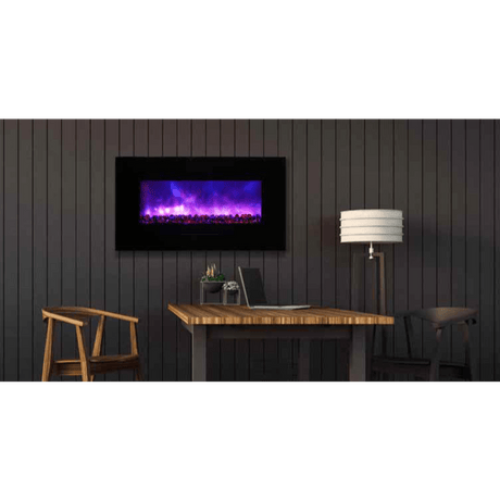 Amantii | 34" Wall Mount/Flush Mount Electric Fireplace with Glass Surround