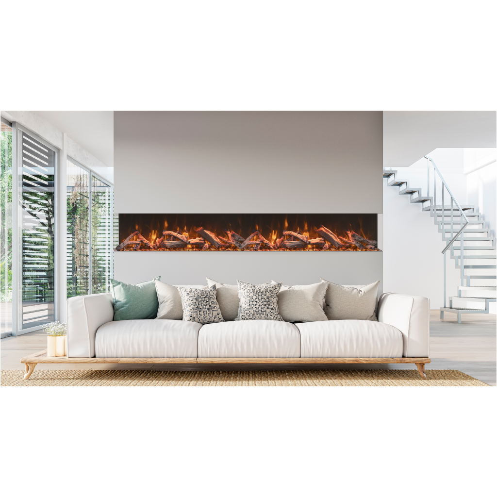 Amantii | Tru View Bespoke 85" 3-Sided Indoor / Outdoor Electric Fireplace