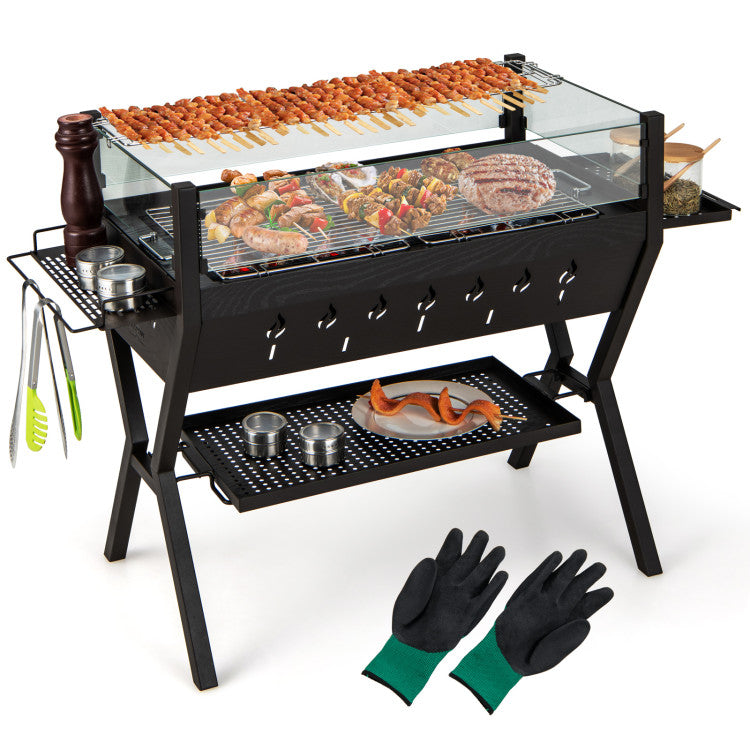 Costway | Barbecue Charcoal Grills with Wind Guard Seasoning Racks