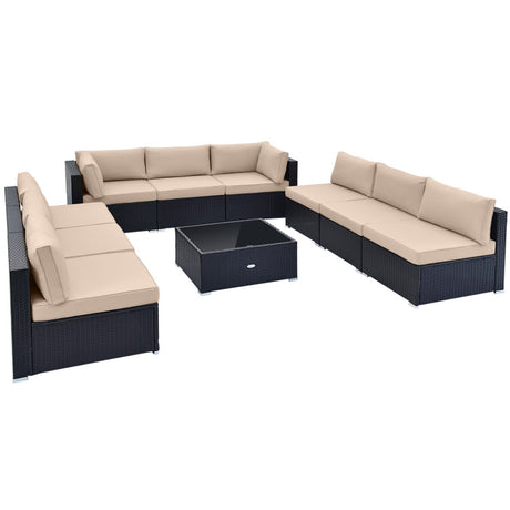Costway | 10 Piece Outdoor Wicker Conversation Set with Seat and Back Cushions
