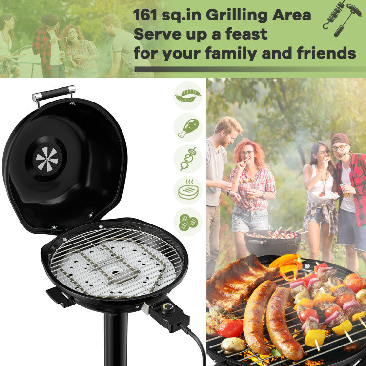 Costway | 1600W Portable Electric BBQ Grill with Removable Non-Stick Rack