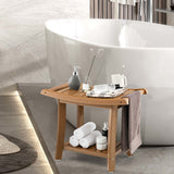Costway | Waterproof Bath Stool with Curved Seat and Storage Shelf