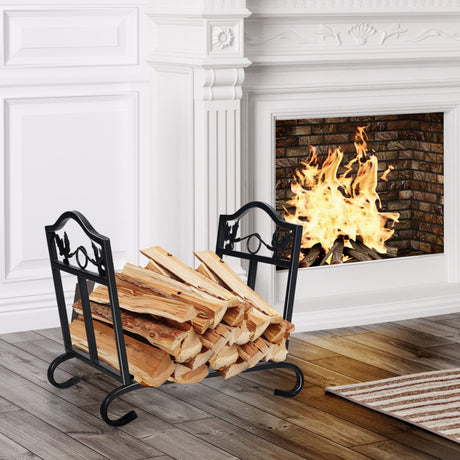 Costway | Foldable Firewood Log Rack Steel Wood Storage Holder