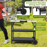 Costway | 3 Tiers Foldable Outdoor Cart on 2 Wheels with Phone Holder