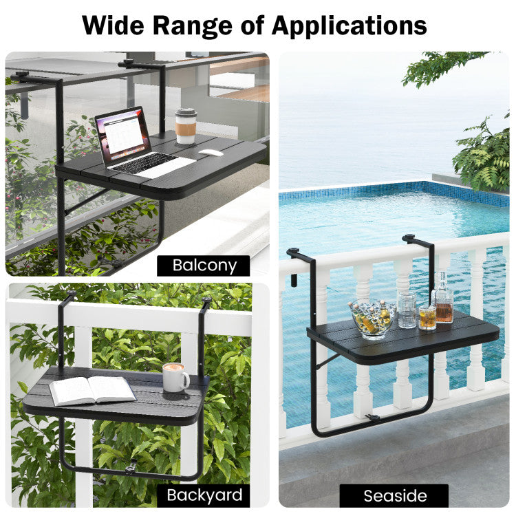 Costway | Folding Hanging Table with 3-Level Adjustable Height for Patio Balcony