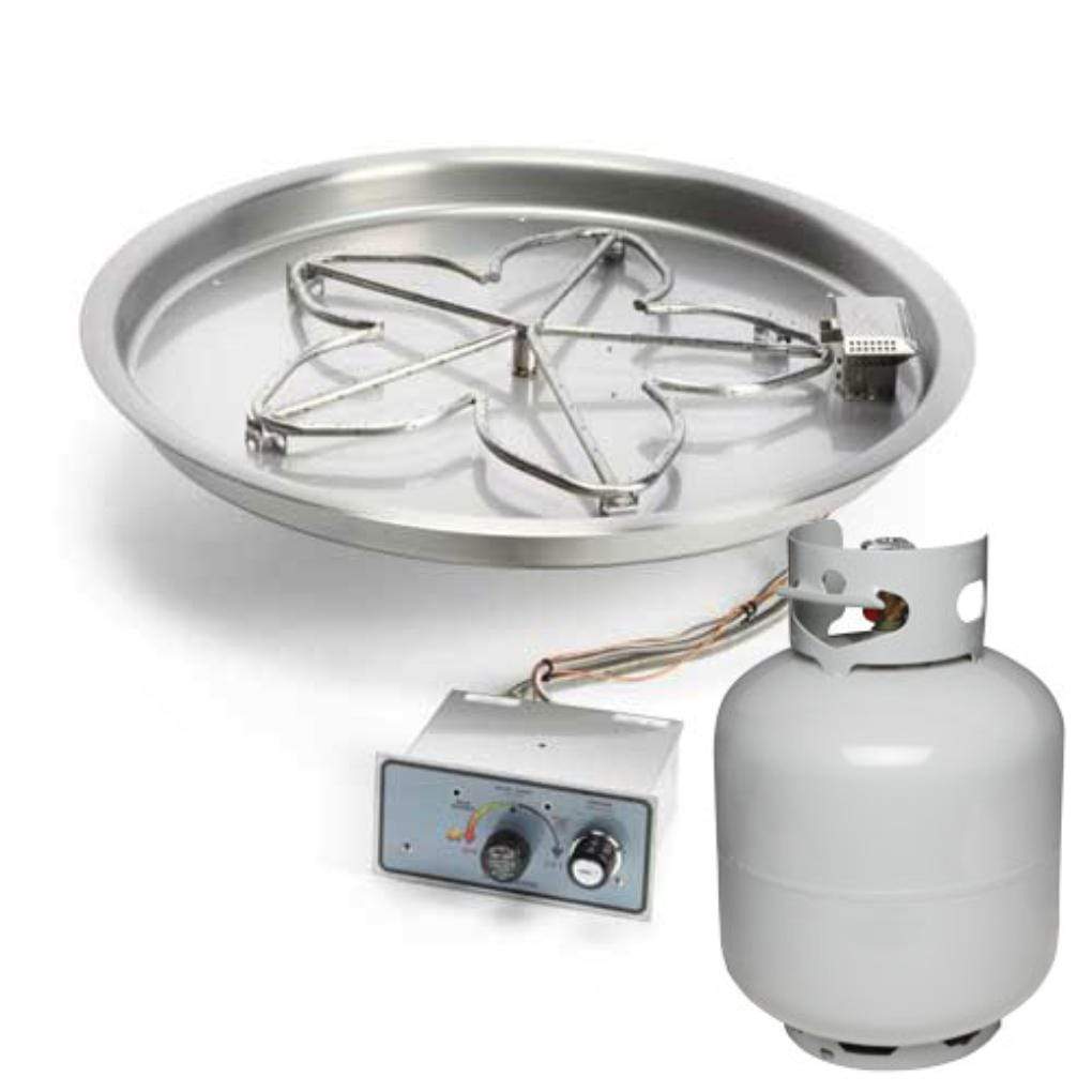 HPC | 13" Round Bowl Pan - Push Button Flame Sensing Ignition Fire Pit Insert with Small Tank