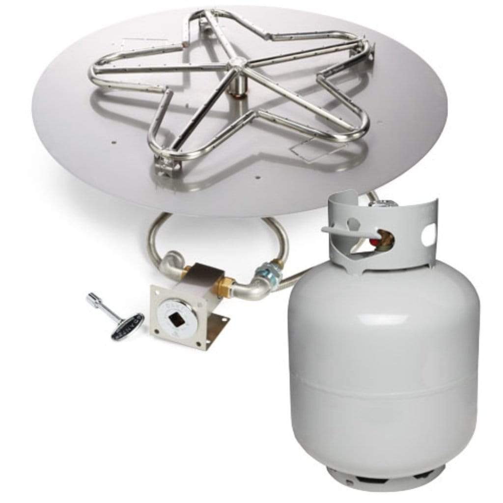 HPC | 18" Round Flat Pan - Match Lit Ignition Fire Pit Insert with Small Tank