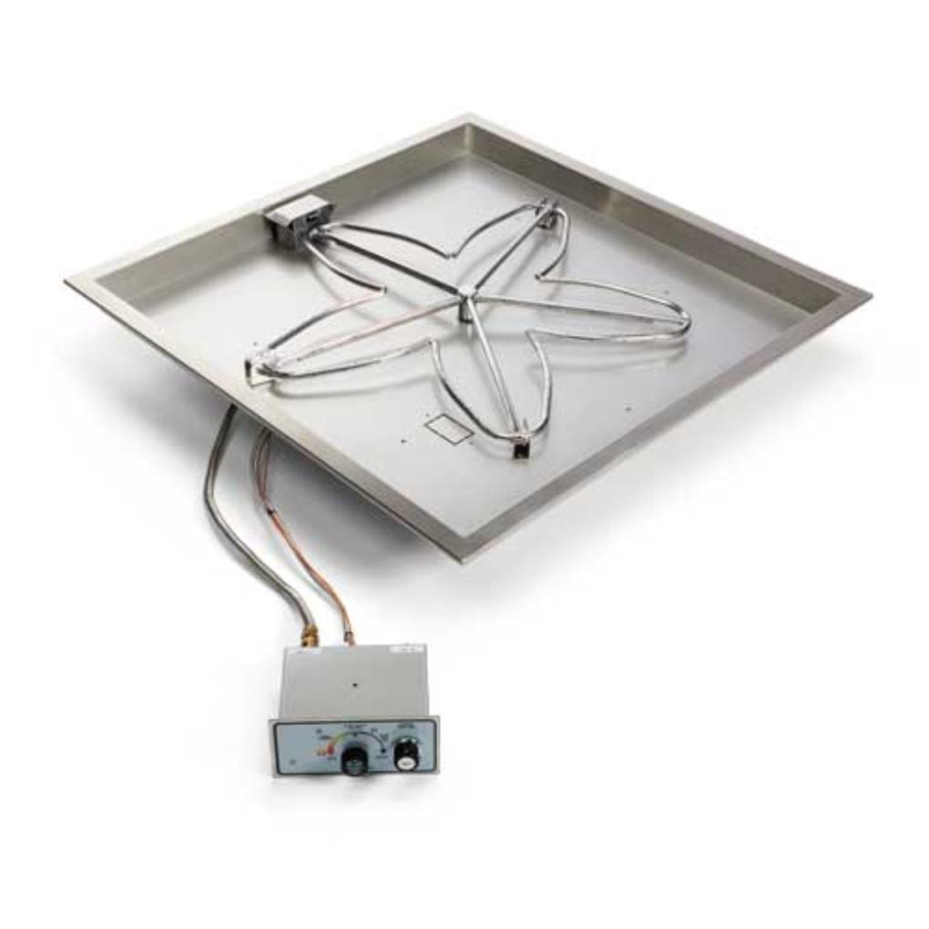 HPC | 18" Square Bowl Pan - Push Button Flame Sensing Ignition Fire Pit Insert